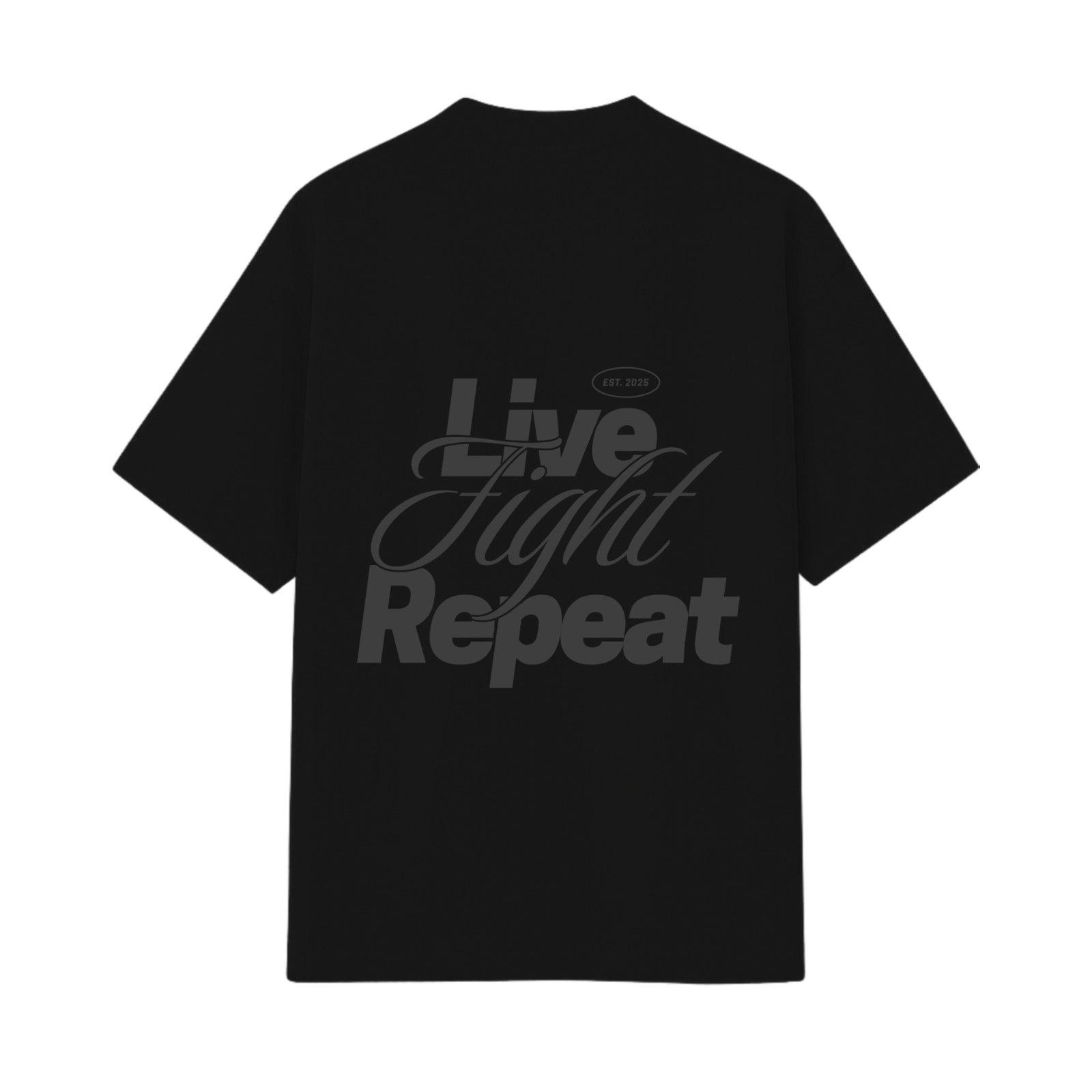 REMERA LIVE FIGTH REPEATE BALCK